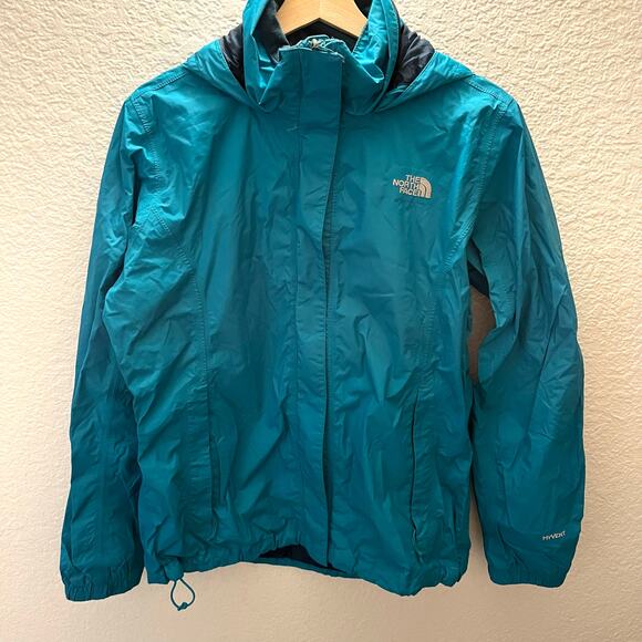 The North Face Jackets & Blazers - The North Face Resolve Jacket Womens Large Teal HyVent Waterproof Hooded Rain